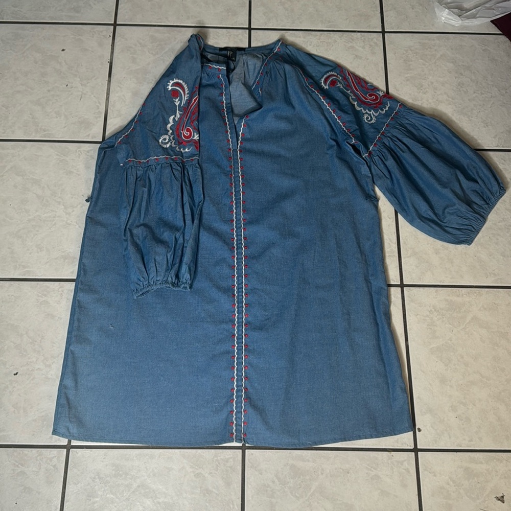 Forever 21  Jean / denim Dress puff sleeves